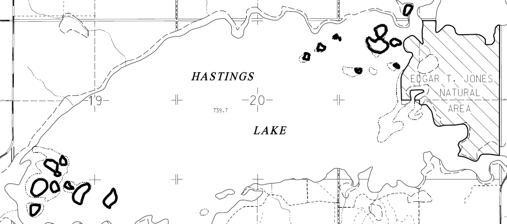 10-18 islands (based on water levels) of Hasting Lake Islands Natural Area from the original Order in Council.