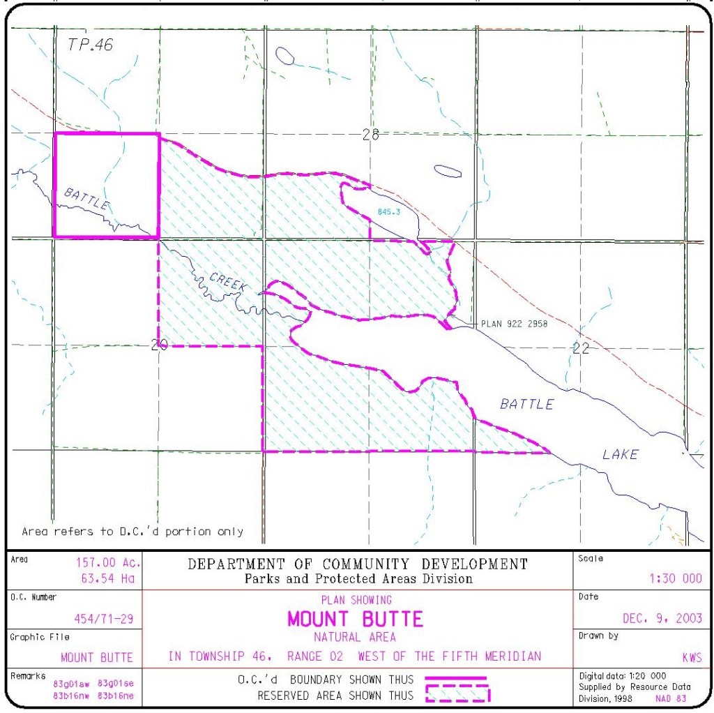 Order-in-Council Map of Mount Butte Natural Areas (Government of Alberta)