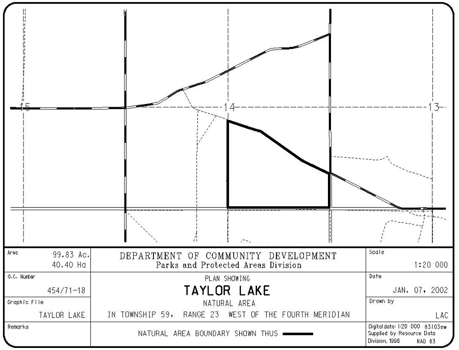 Taylor Lake Natural Area Site Map (Government of Alberta)