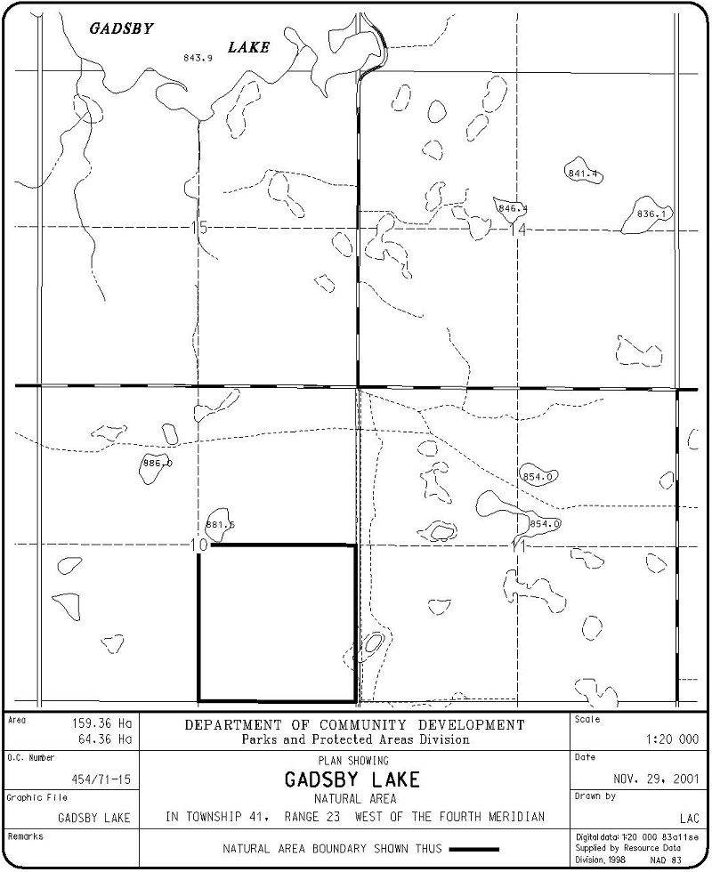 Gadsby Lake Site Map (Government of Alberta)