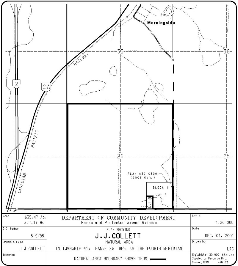 J.J. Collett Natural Area site map (Government of Alberta)