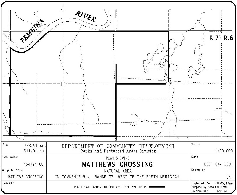 Matthews Crossing Natural Area Site Map (Government of Alberta)