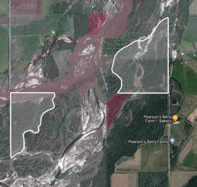 Schrader Creek - Red Deer River Natural Areas; overview (SAPAA Google Map)