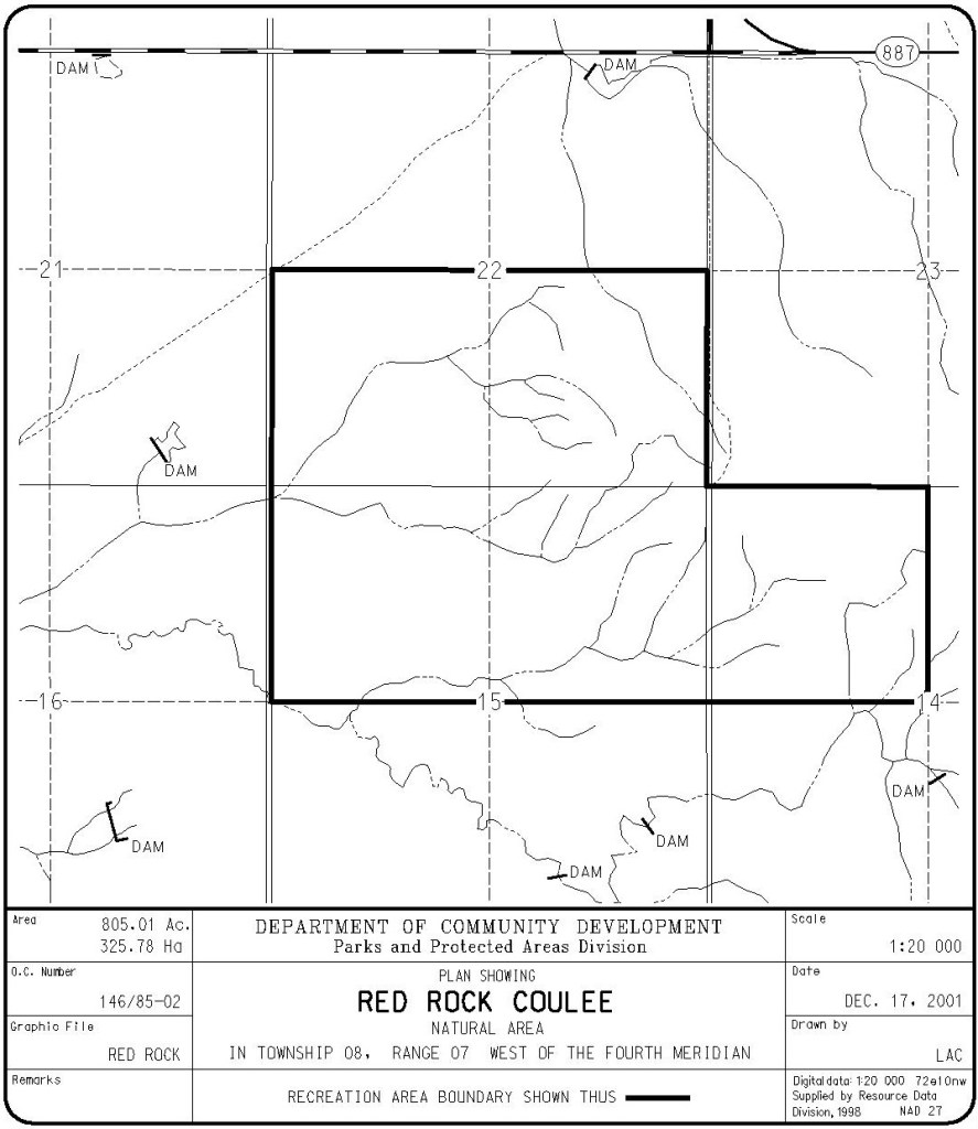 Red Rock Coulee site map (Government of Alberta)