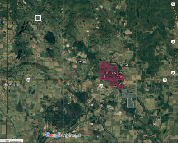 Screen capture from the SAPAA-Google Map of Cossack Natural Area. (top right)