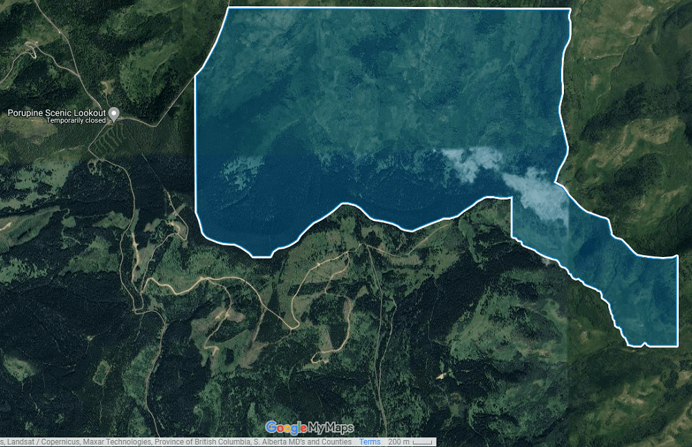 Screen capture from the SAPAA-Google Map of East Porcupine Natural Area.