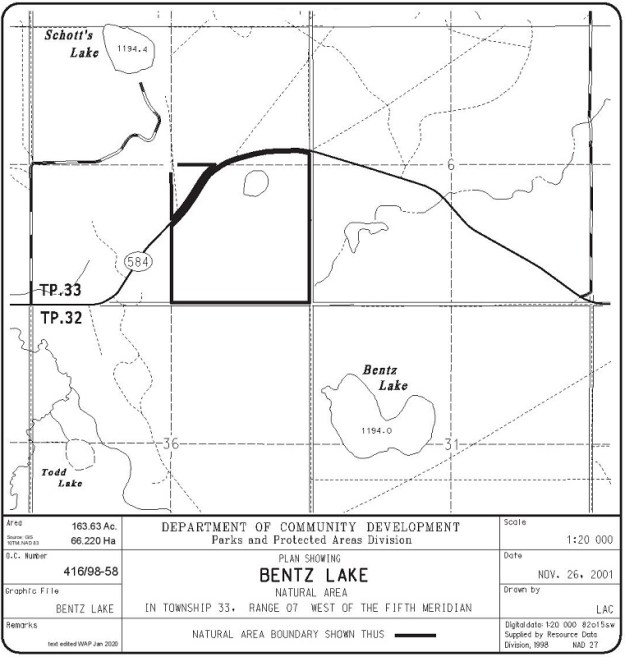 Bentz Lake Site Map (Government of Alberta)