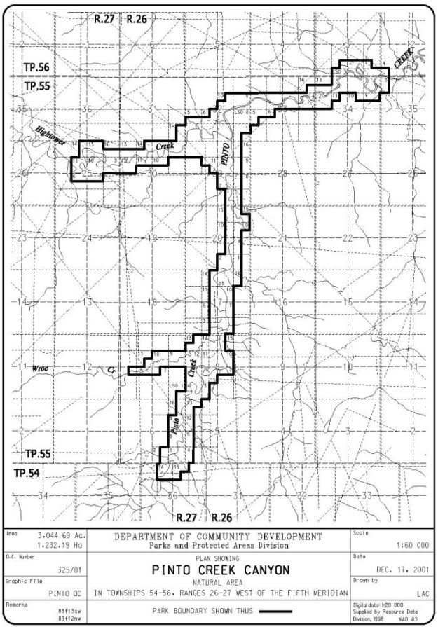 Pinto Creek Canyon Site Map (Government of Alberta)