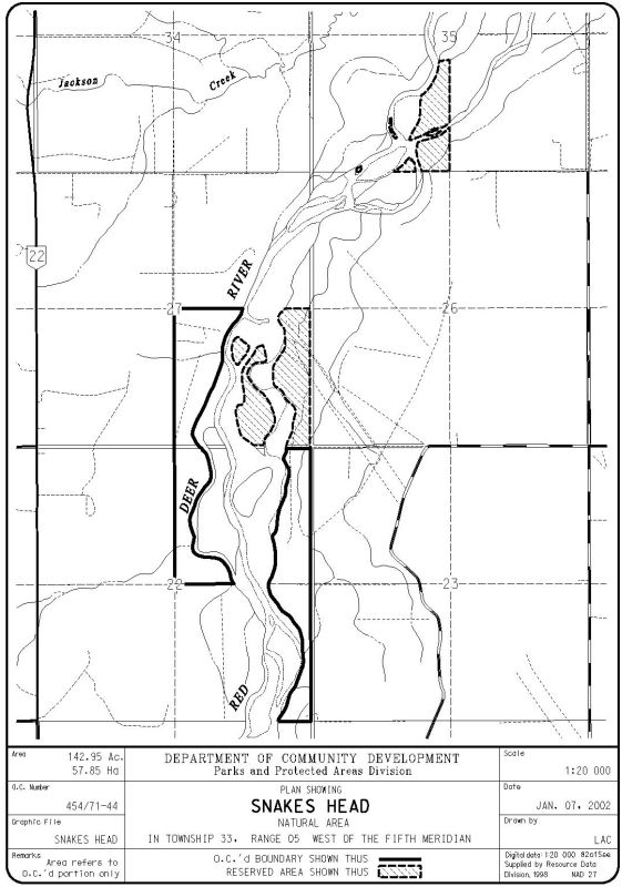 Snakes head Site Map (Government of Alberta)