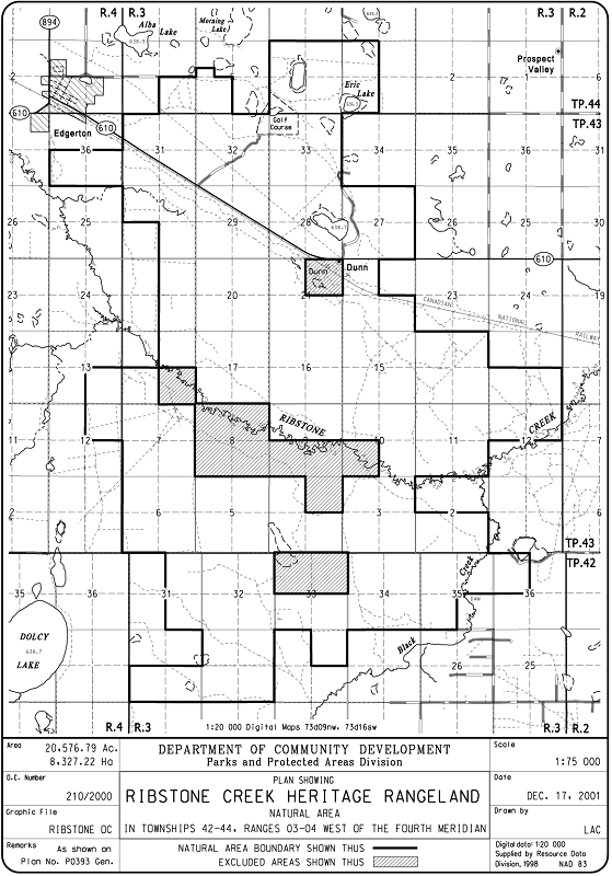 Ribstone Creek Heritage Rangeland Natural Area Site Map (Government of Alberta)