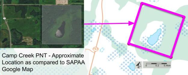 Topographical map of Camp Creek (PNT). Image courtesy of https://atlas.gc.ca/toporama.