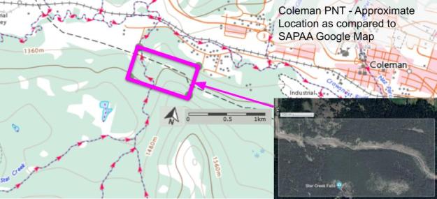 Topographical map of Coleman. Image courtesy of https://atlas.gc.ca/toporama.
