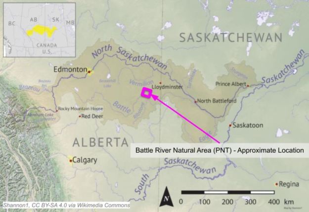 North Saskatchewan basin map, courtesy of Wikimedia Commons