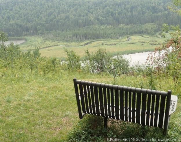 View from atop of Mount Butte. Memorial bench to Verner Loov in the foreground.
