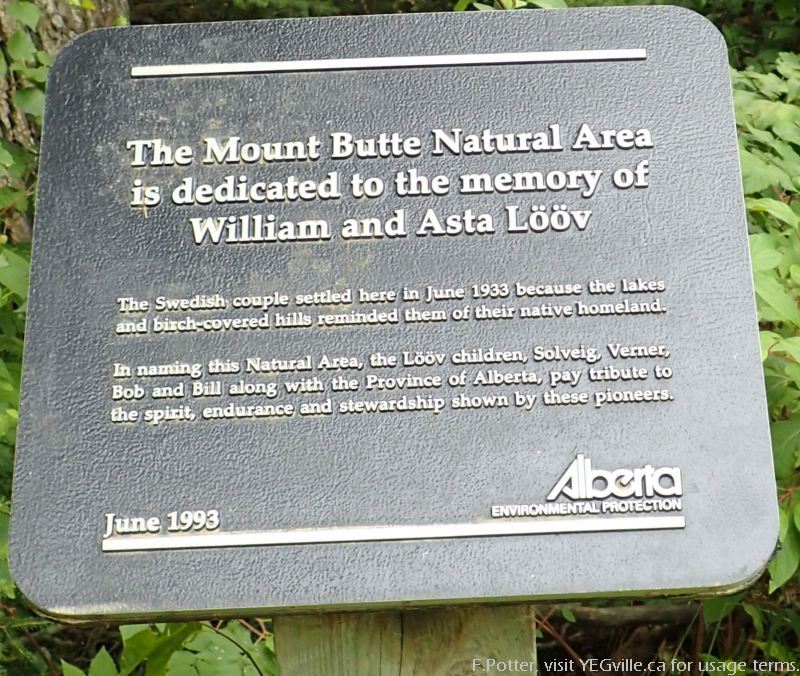 Plaque on the side of twp rd 463a dedicated to the Loov family. Mount Butte NA.