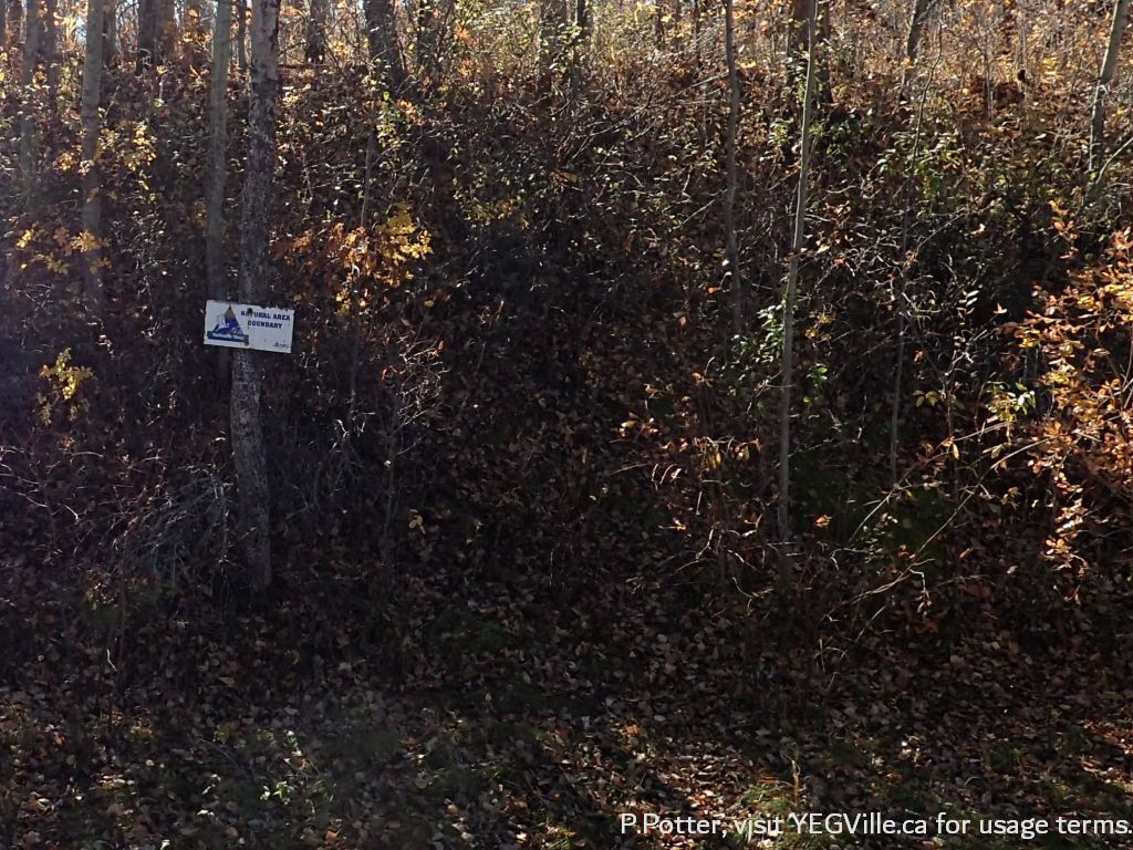 Boundary sign, Parkland Natural Area, October 8, 2023, P. Potter.