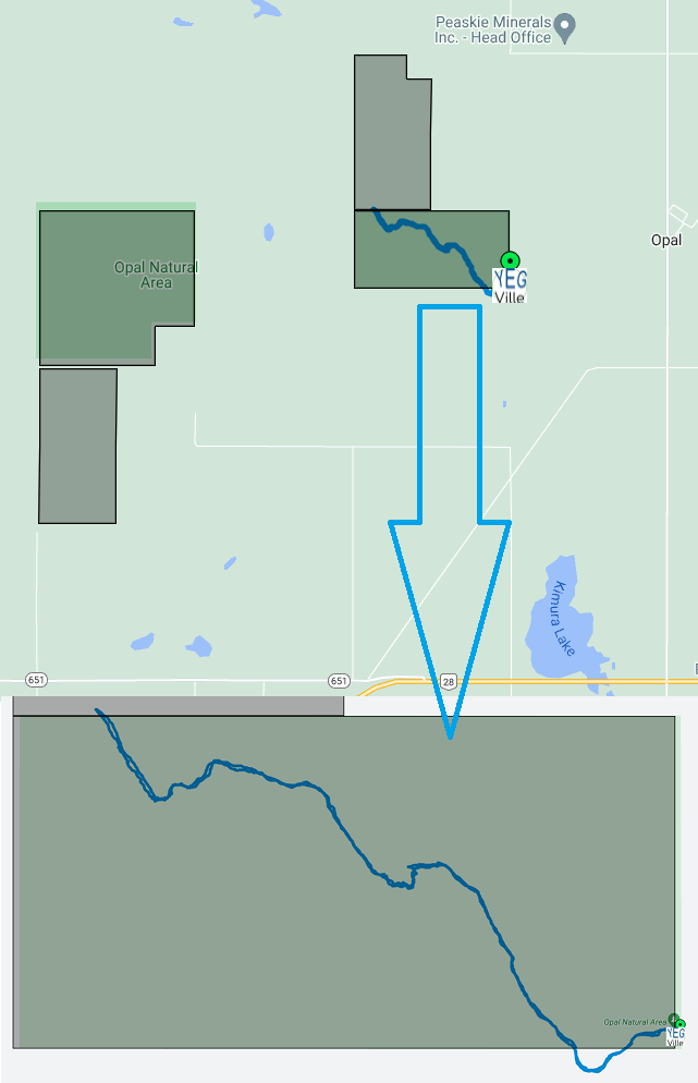 Opal NA and site inspection route on 2024-03-09 (with detail inset), P. Potter, Opal NA.