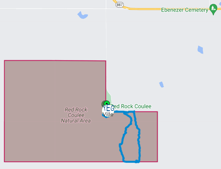 Route Map, Red Rock Coulee NA, 2024-10-16, P. Potter.