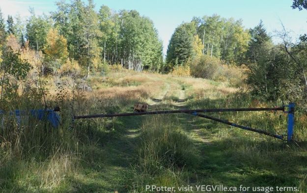 Looking East from HWY 20 into the site, note home made sled, Town Creek NA, 2024-09-25, P. Potter.