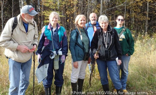 Field Trip attendees, L-R, Hubert, Susan, Manna, Frank, Patsy, and Madeline, Tawatinaw NA, 2024-10-07, P. Potter.