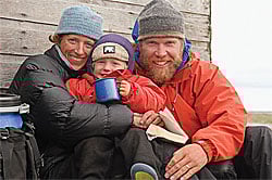 Image capture of Karsten, Leanne, and their son Sev from the film, Finding Farley.