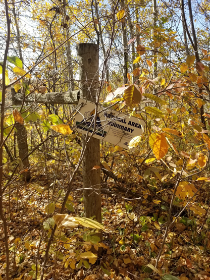 Damaged and outdated boundary signs, Bilby NA, ca 2025, Lands Operations Division, Alberta Forestry and Parks