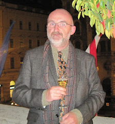 Lee Stickles, enjoying champagne on the balcony the State Opera House in Budapest.